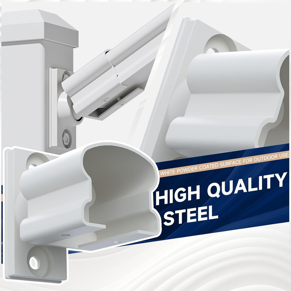 4 Pack Aluminum Deck Railing Bracket Connector, Adjustable Railing Bracket, Whit