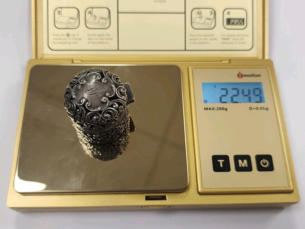 Antique Sterling Silver Thimble Case And Thimble #3264