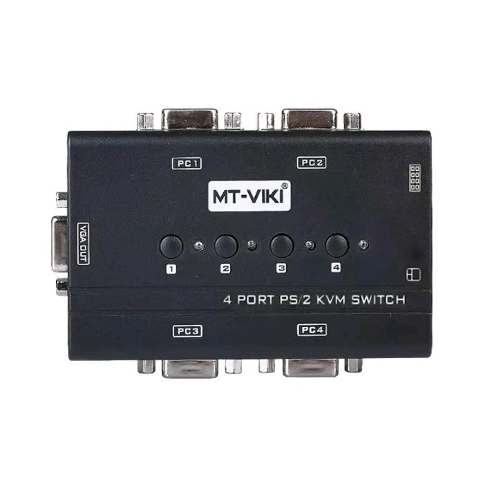 4 Port VGA KVM Switch PS/2 Mouse Keyboard Console Manual Button Press Select