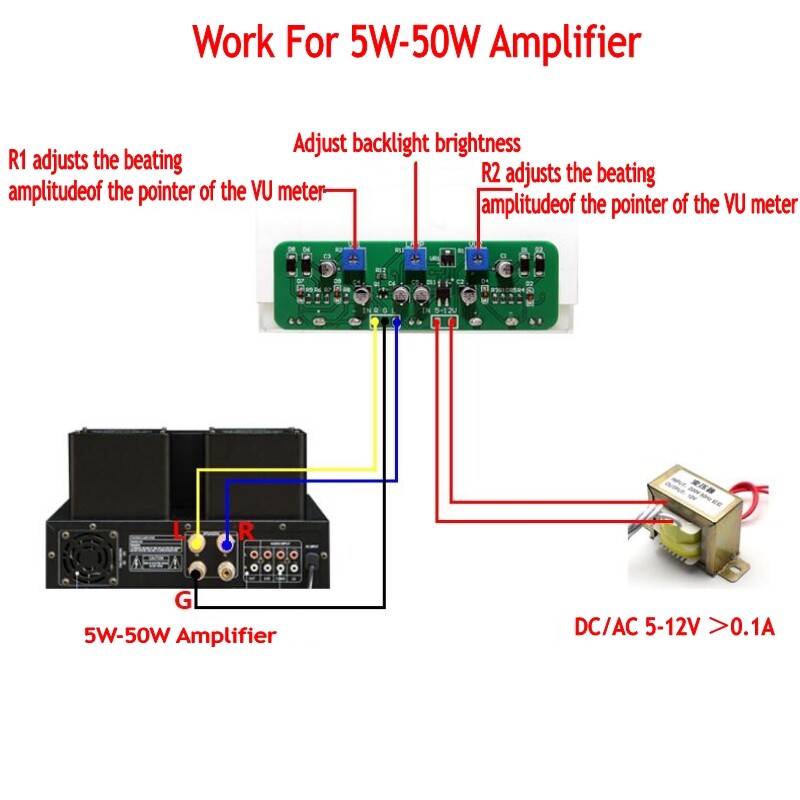 VU Meter Double Pointer Audio Amplifier Board Sound Level With Driver Board