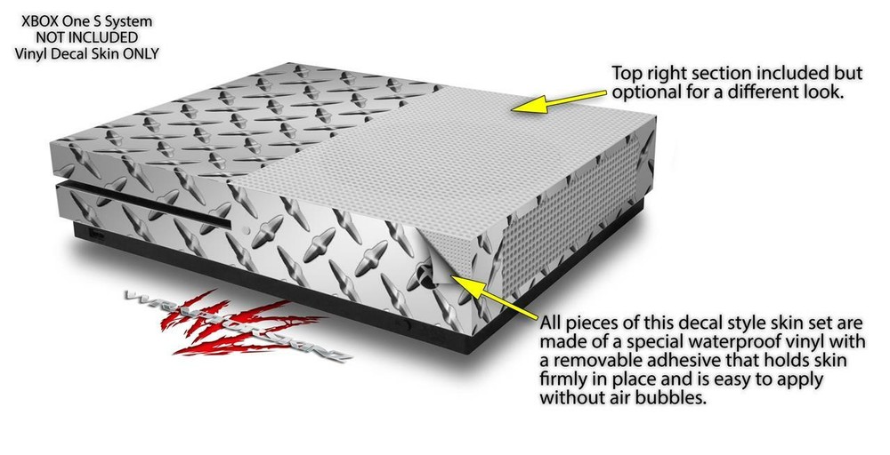 Skin XBOX One S Console Controller Diamond Plate Metal