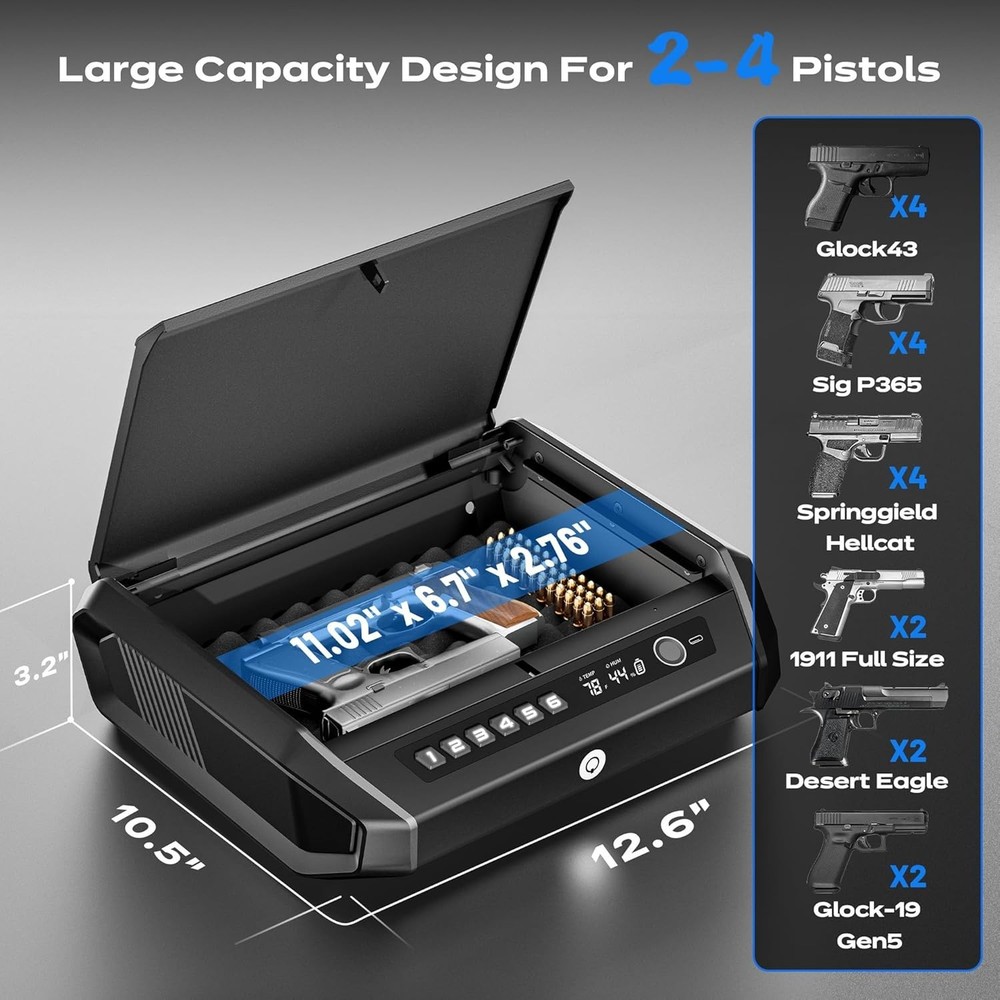 Quick Access Handgun Safe with Fingerprint & Keypad