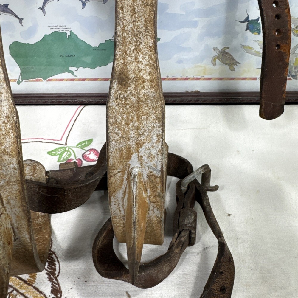 Vintage Pair Tree Pole Climbing Gaffs Spikes Adjustable