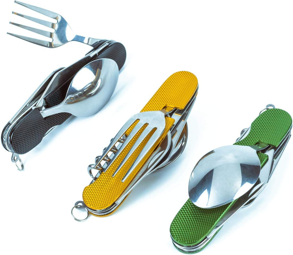 6-In-1 Multi-Function Camping Utensil Flatware Set Detachable Spoon Fork Knife C