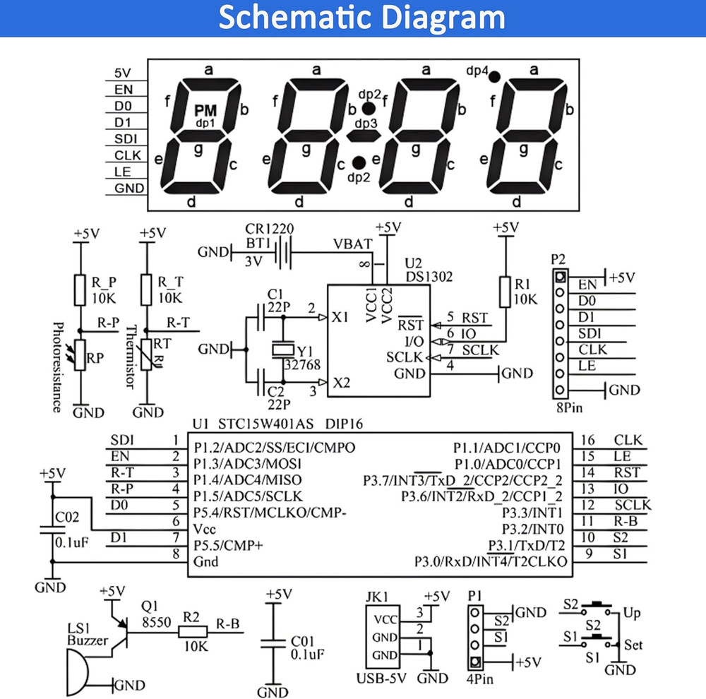 Soldering Practice Kit, 4 Digit LED Digital Clock Soldering Practice Board, DIY