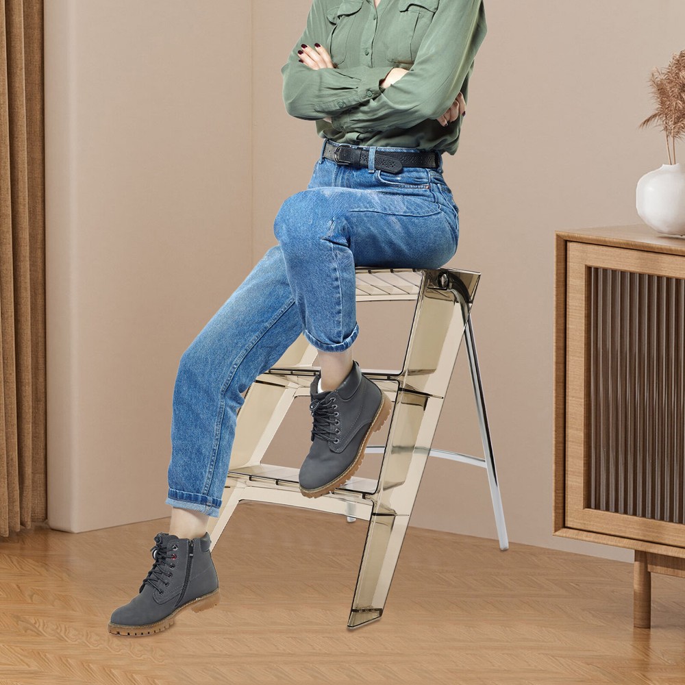 Modern Folding Step Stool, 3 Steps, Space-Saving Design, Durable & Stylish
