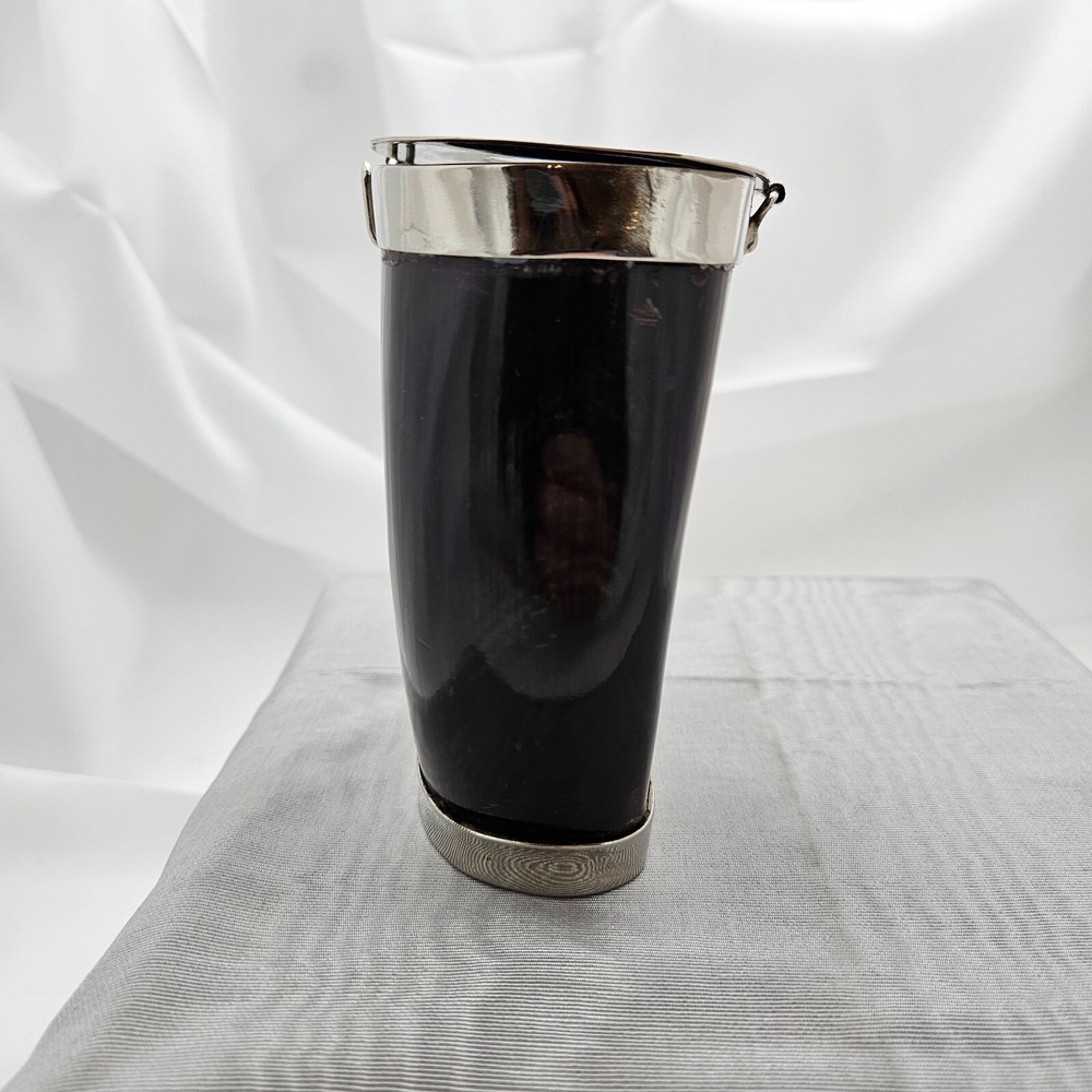 Silver Plate & Natural Horn Container Handcrafted / Hand Made