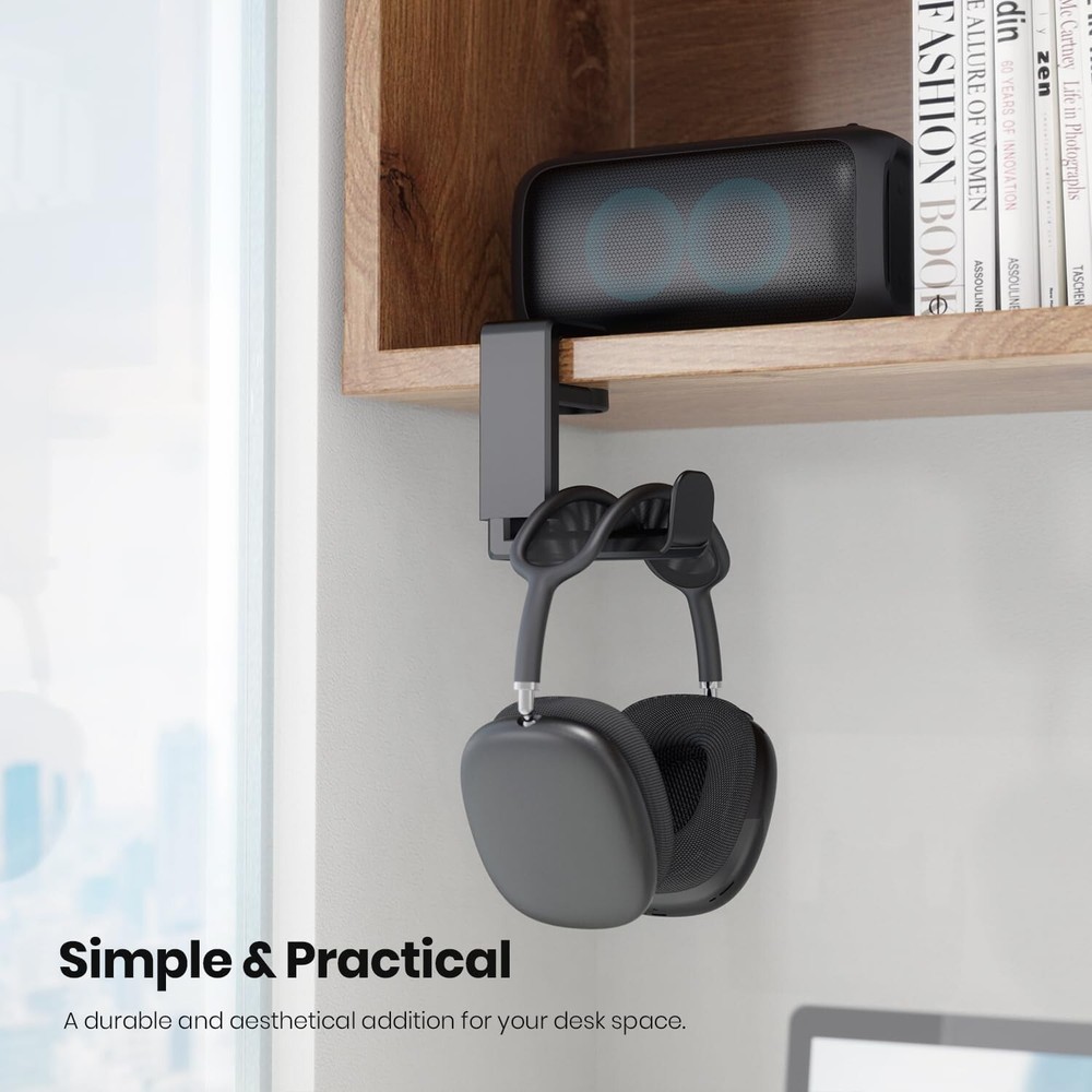 PC Gaming Headset Headphone Hook Holder Hanger Mount Under Desk +Cable Clip