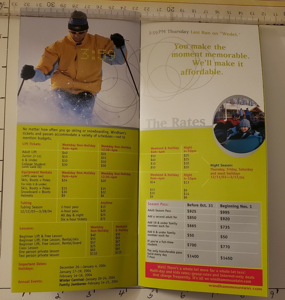 2003/04 SKI WINDHAM MT, NY 20P BROCHUREW/TRAIL MAP & 2018/19 TRAIL MAP. MINT