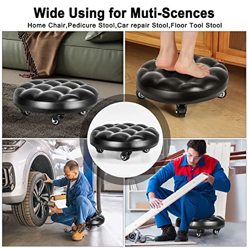 Low Height Rolling Stool with 360°Swivel Caster, Low Roller Seat bread style