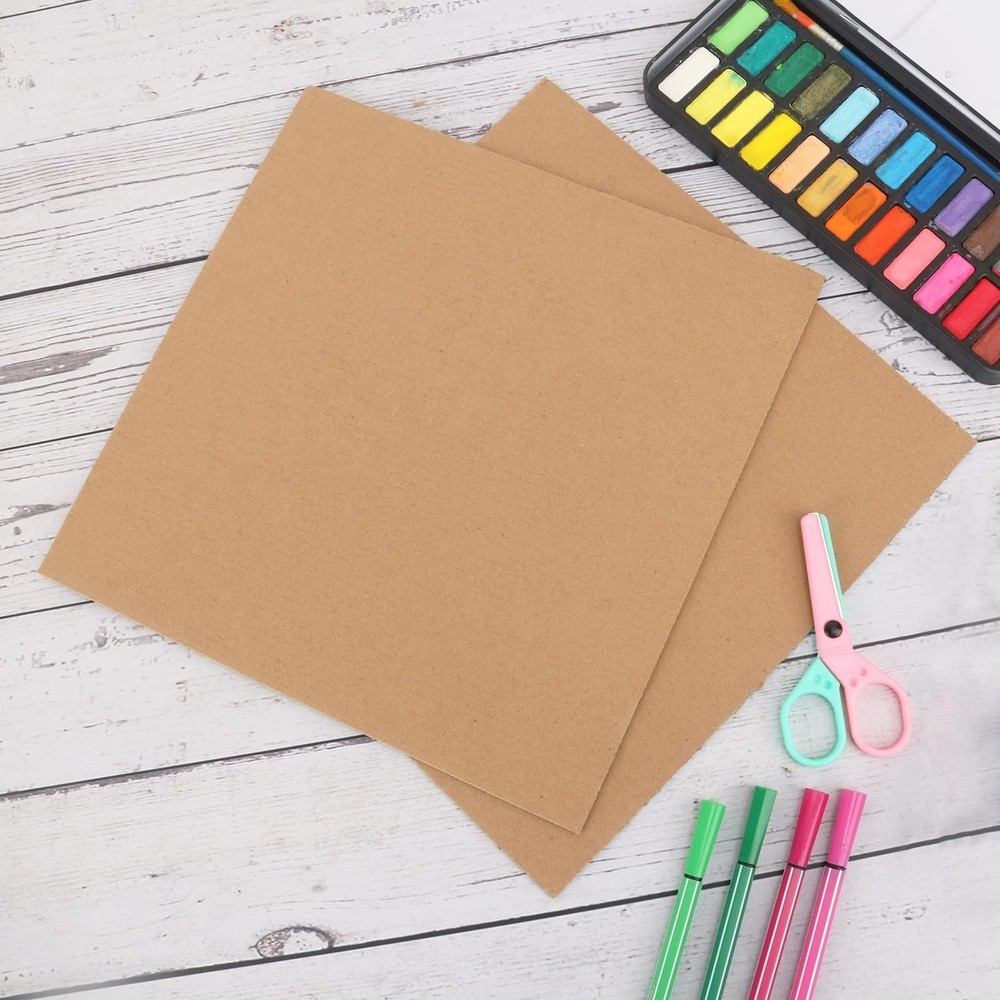 100 Pack 10"x 10" Corrugated Cardboard Sheets, Flat Cardboard Layer Pads 2 mm...