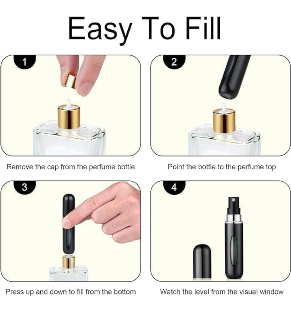 4X Travel Size Refillable Perfume Atomizer, 5ml Portable