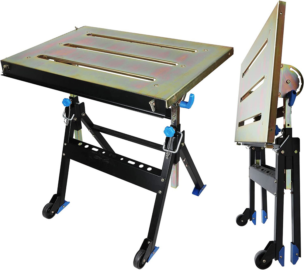 Adjustable Welding Table with Wheels Portable Steel Stand Workbench Buy It Now