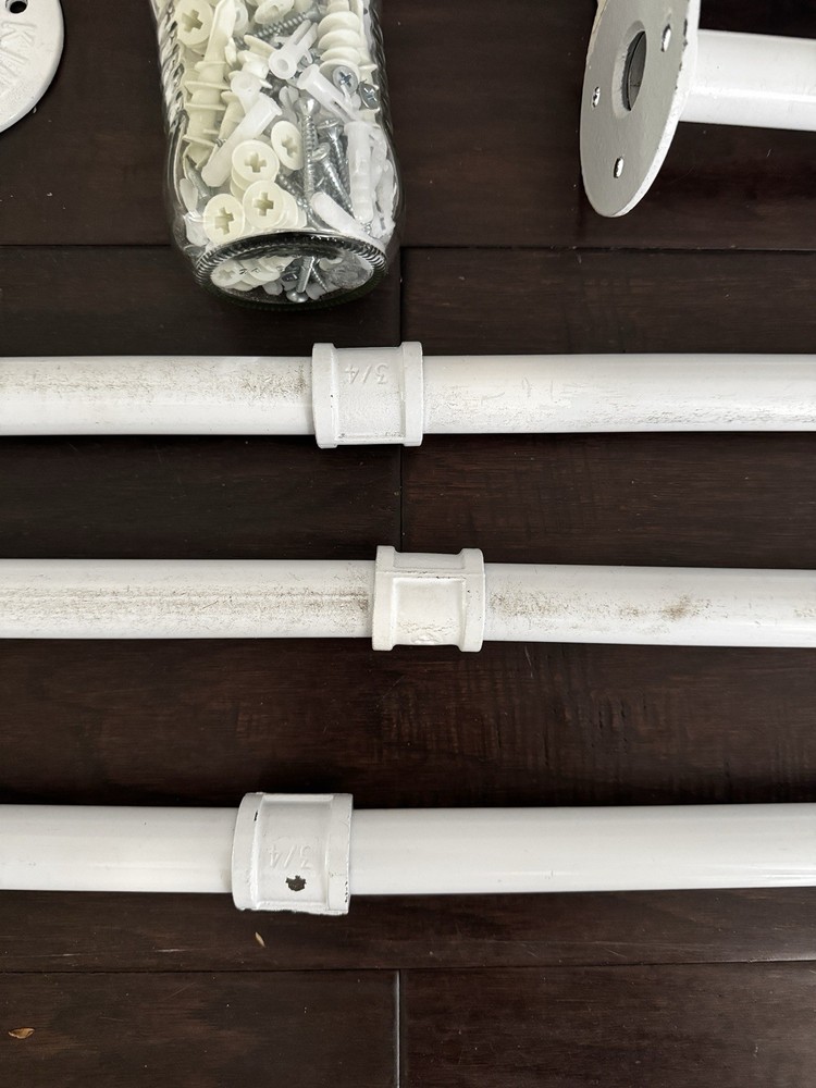 white industrial pipe clothing bars (full set)