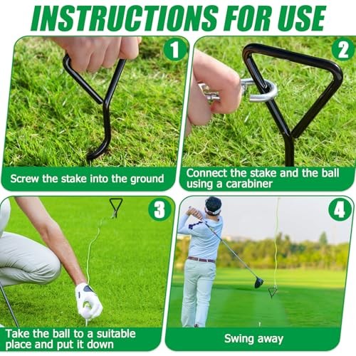 Golf Ball on a String, 33FT Swing Away Golf Ball on a Rope with Fixed Rod,