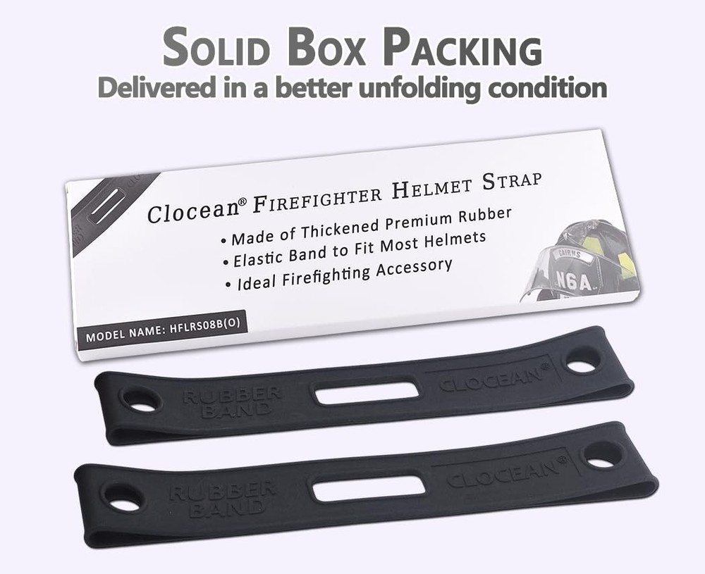 2 Pack Firefighter Helmet Straps, Thickened Rubber Black