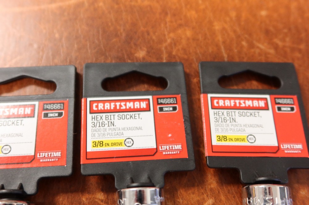 3-count Craftsman 3/16" Hex Bit Socket - 3/8" Drive - # 46661