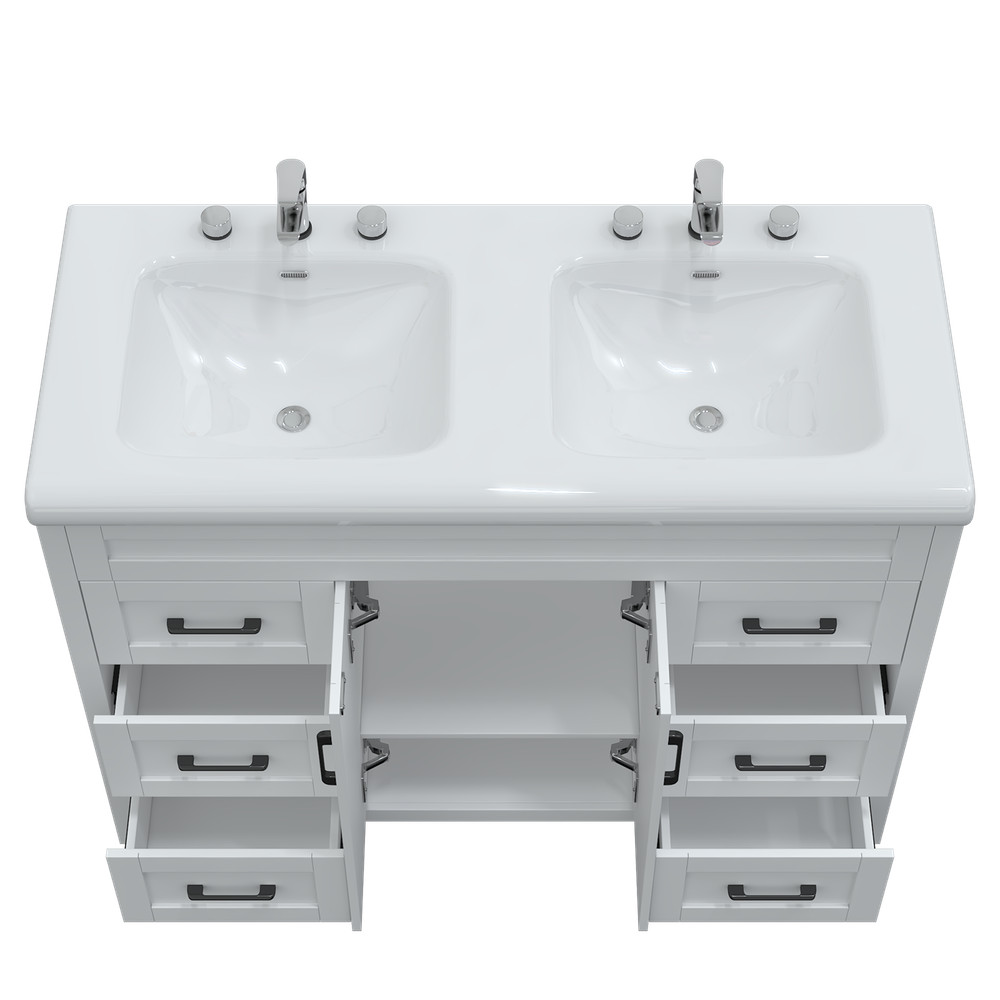 47" Solid Freestanding Bathroom Vanity Unit Sink Combo Storage Cabinet Drawers