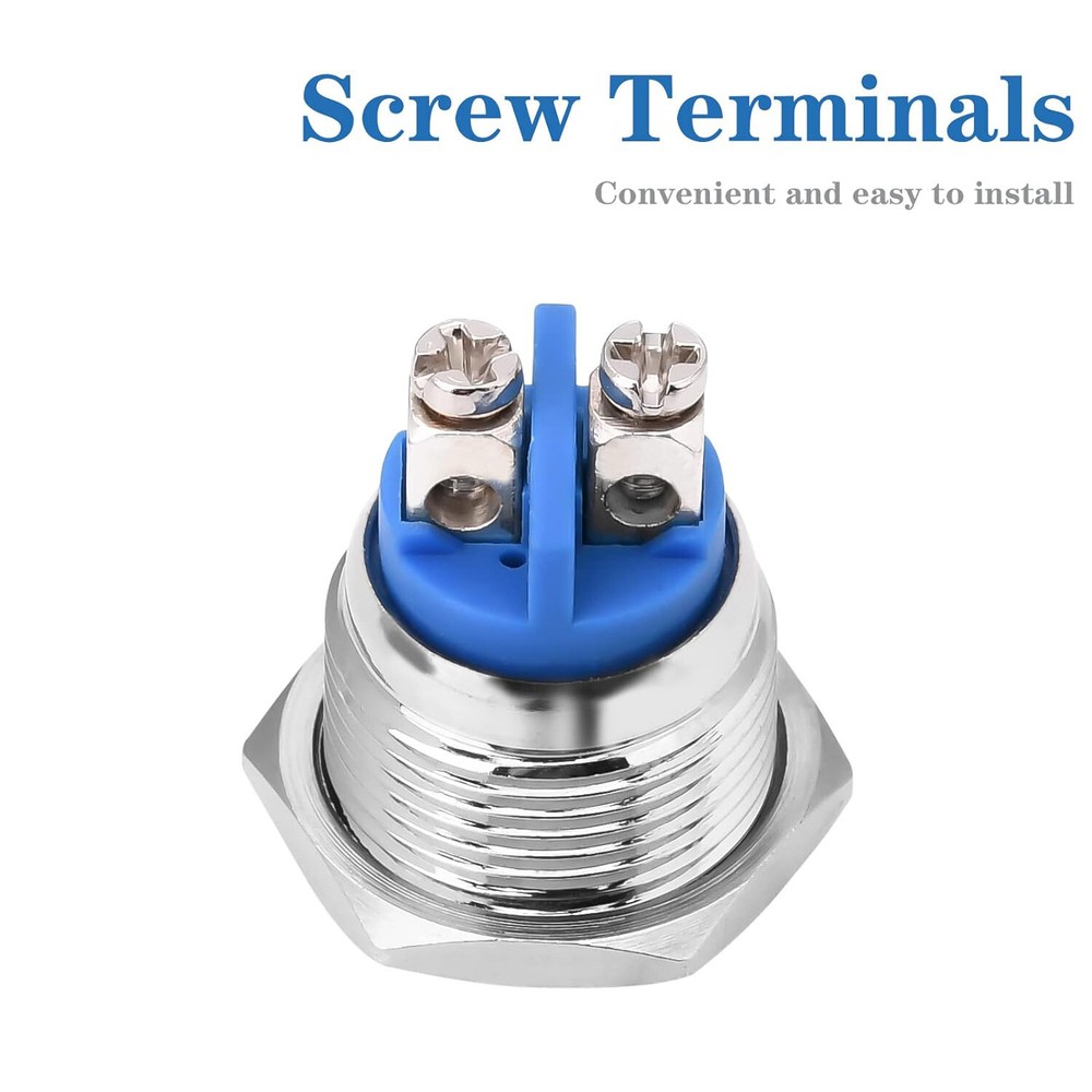 5pcs Momentary Push Button Switch 19mm Horn Button Switch with Screw Terminal