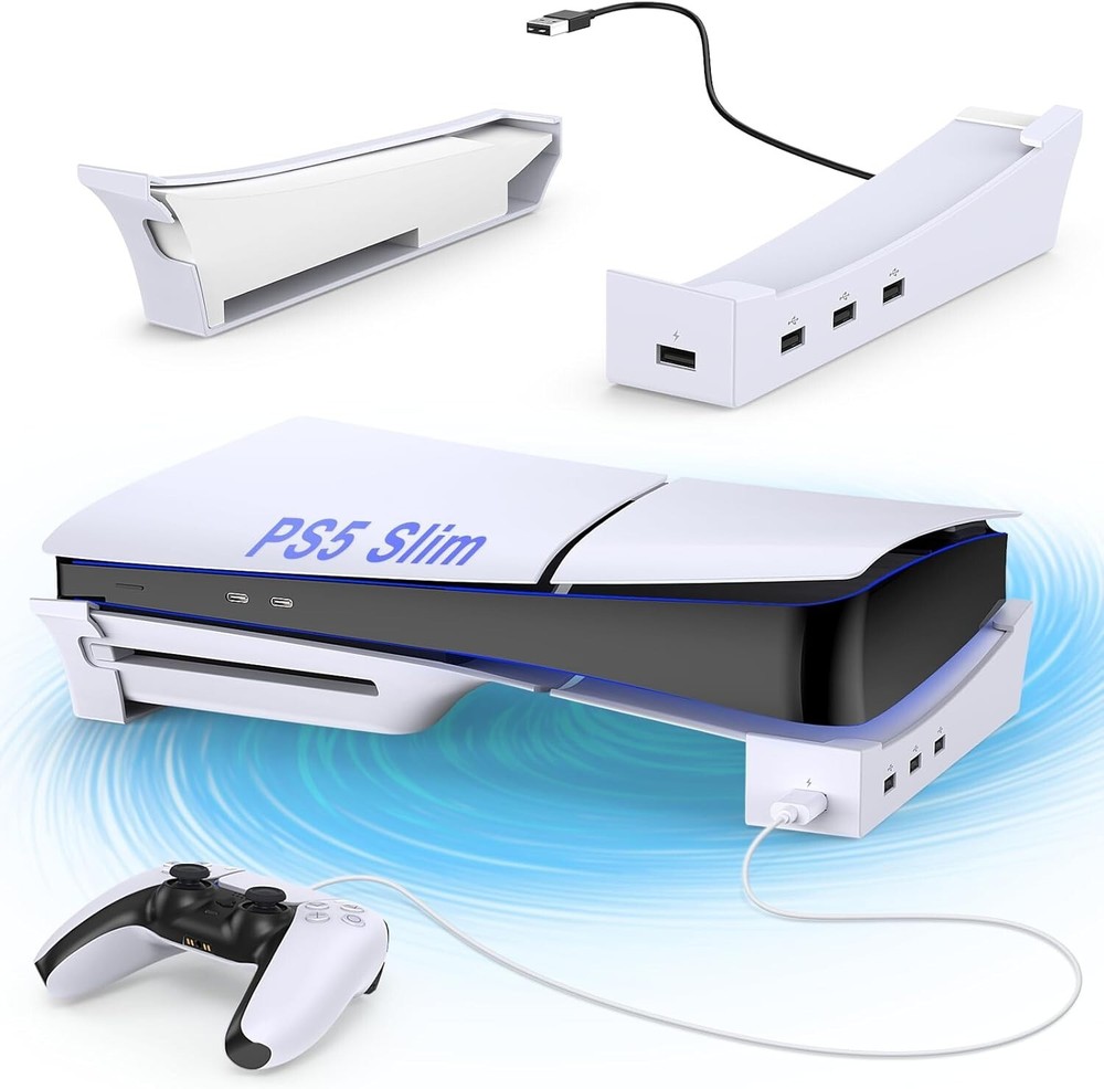 Horizontal Stand for PS5 Slim Disc & Digital Console with Fast Charging USB Port
