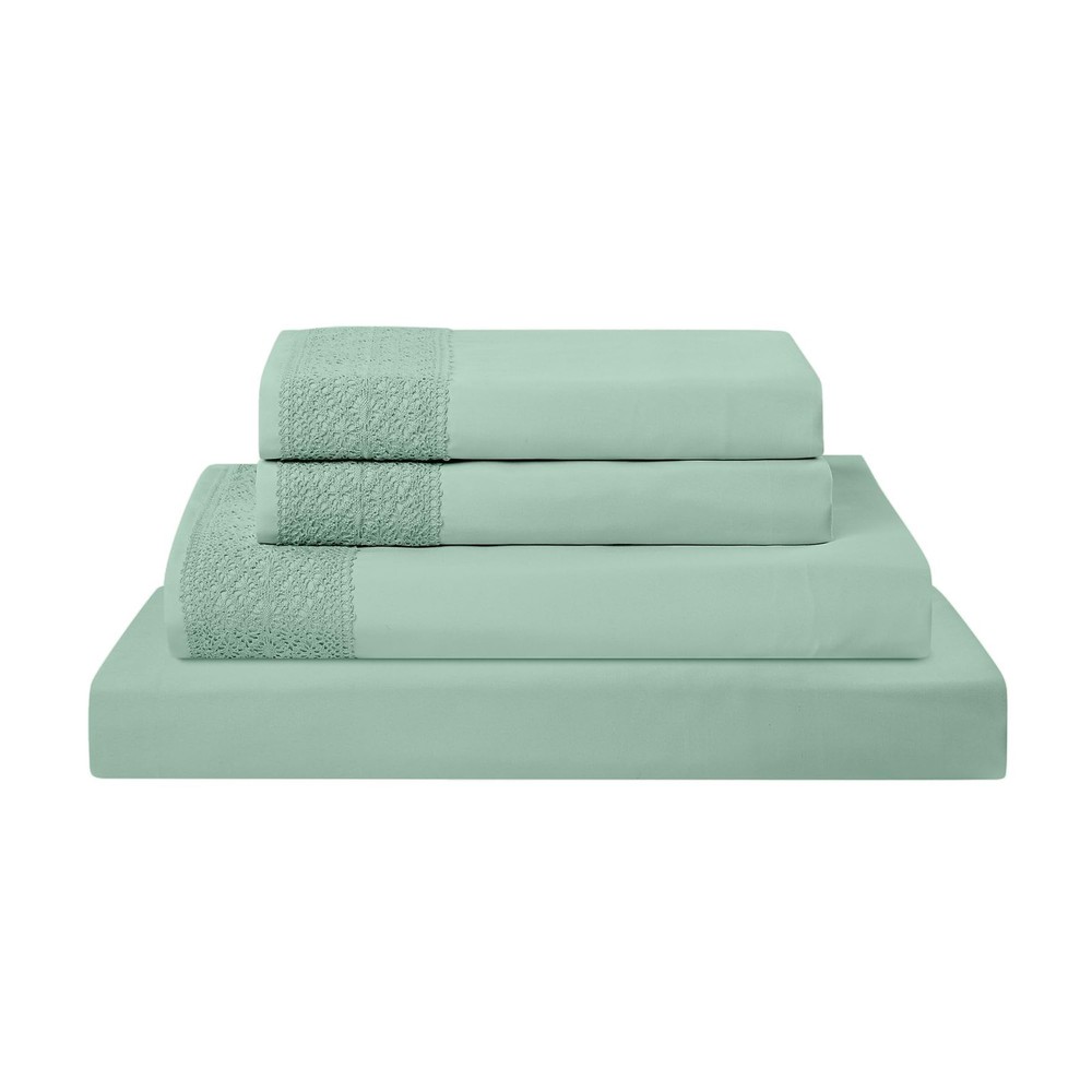 4 Piece Microfiber Sheet Set – Soft Cooling Bed Sheets with Crochet Lace – De...