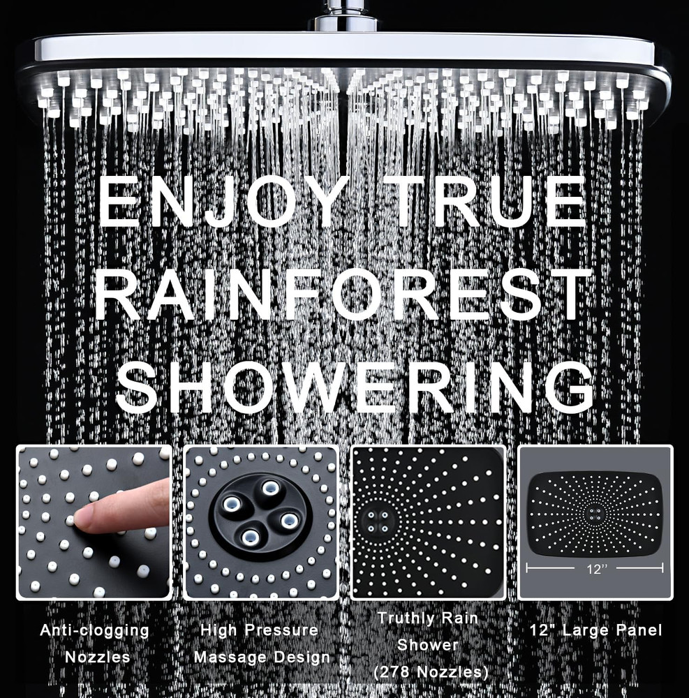 High Pressure Rain Shower Head with Handheld 10 Spray Combo