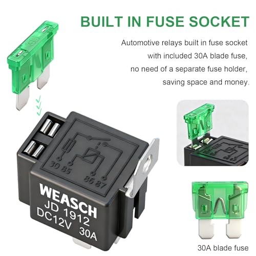 Fuse Relay Switch Kit2V 30A, 4 Pin SPST, 30A Switch Harness Set, 12V 4Pin 1