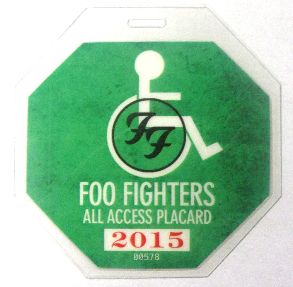 green 2015 FOO FIGHTERS laminate ALL ACCESS backstage pass