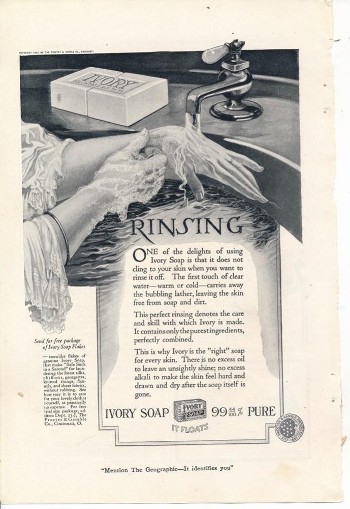 Magazine Ad - 1920 - Ivory Soap - Rinsing
