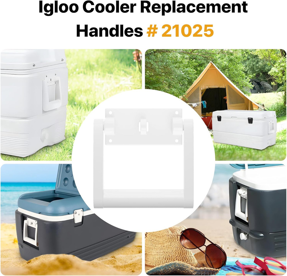 White Plastic Replacement Cooler Handles,Compatible with Igloo 90-100 Quart C...