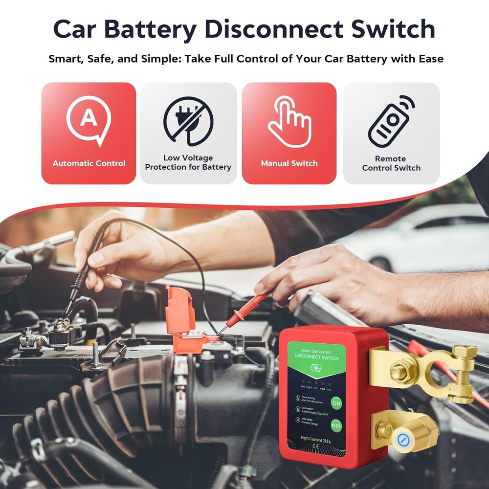 Kill Switch for Car - 12V Remote Battery Disconnect Switch Smart Voltage Car ...