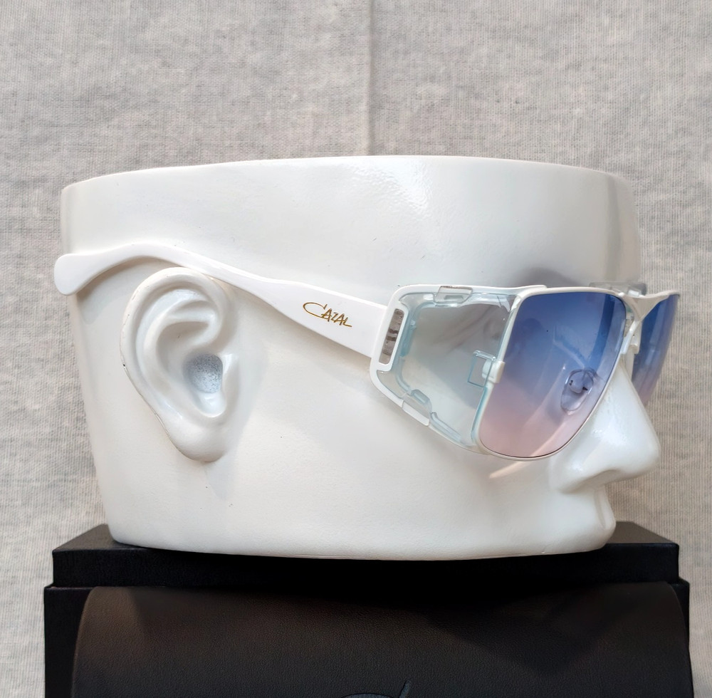 CAZAL LEGENDS 955 Havana White Temple Gradient Blue Sunglasses Unisex with Case