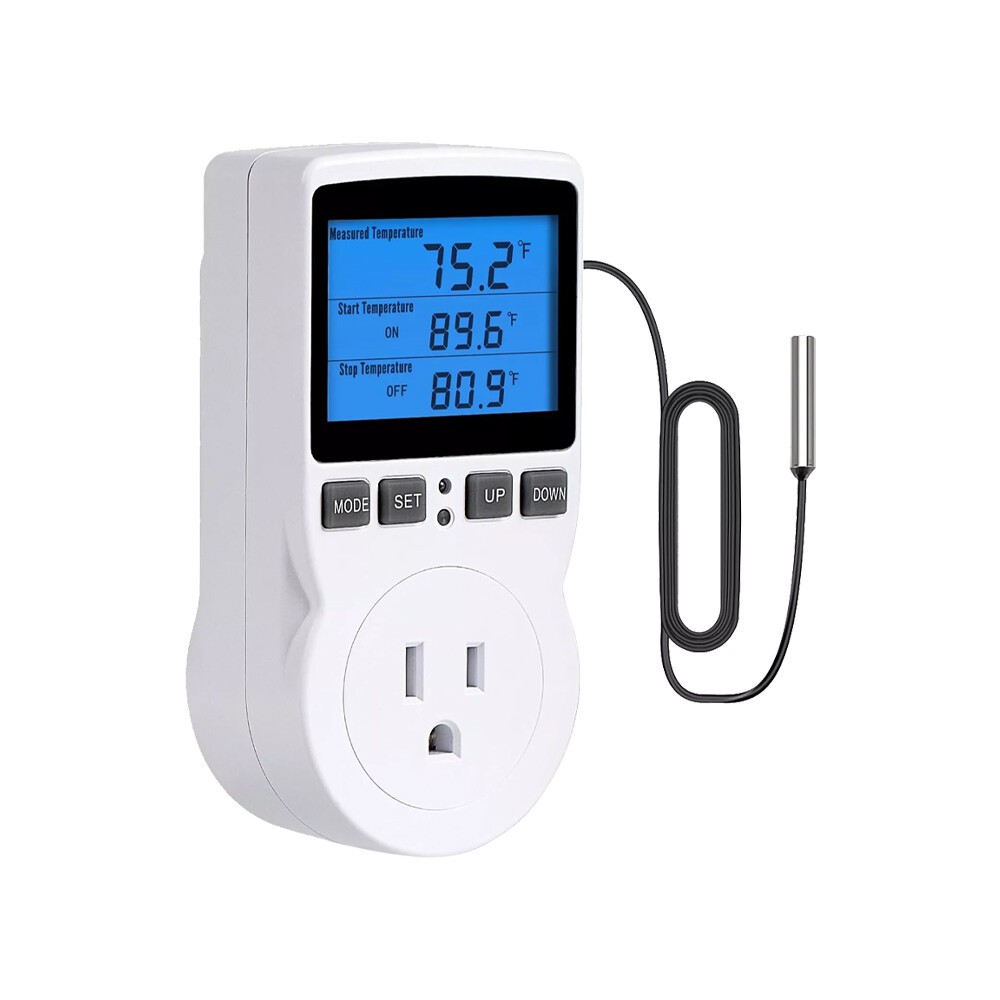 Digital Thermostat Outlet Plug Temperature Controller Heating Cooling with Probe