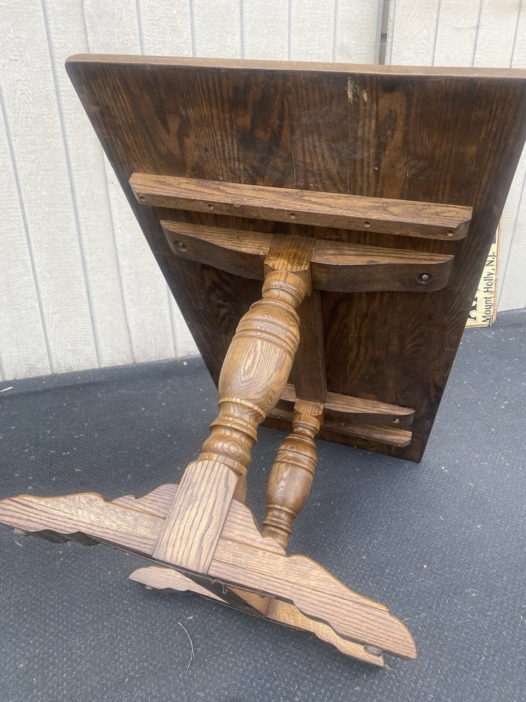 66523 Solid Oak Double Pedestal Trestle Dining Table