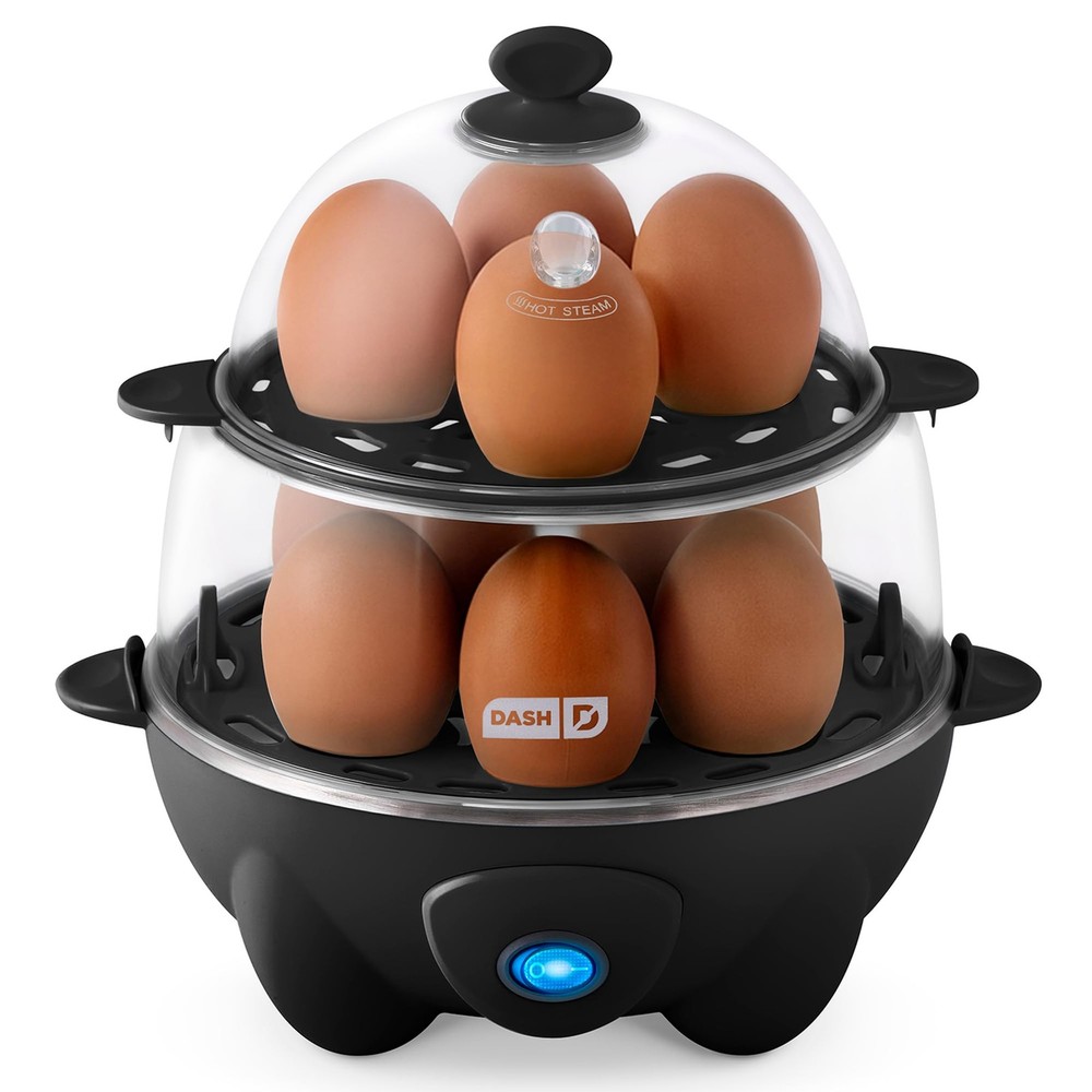 Dash Deluxe Egg Cooker - 12 Capacity, with Auto Shut Off Feature, Black
