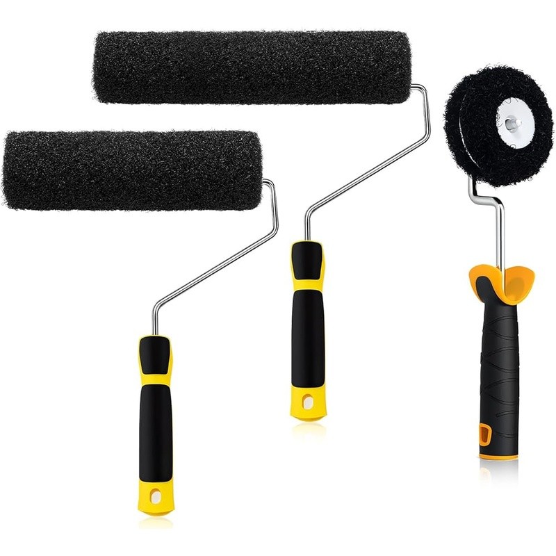 Drywall Compound Roller Set 9in 12in Corner Rollers Ergonomic Stand Easy Cleanup