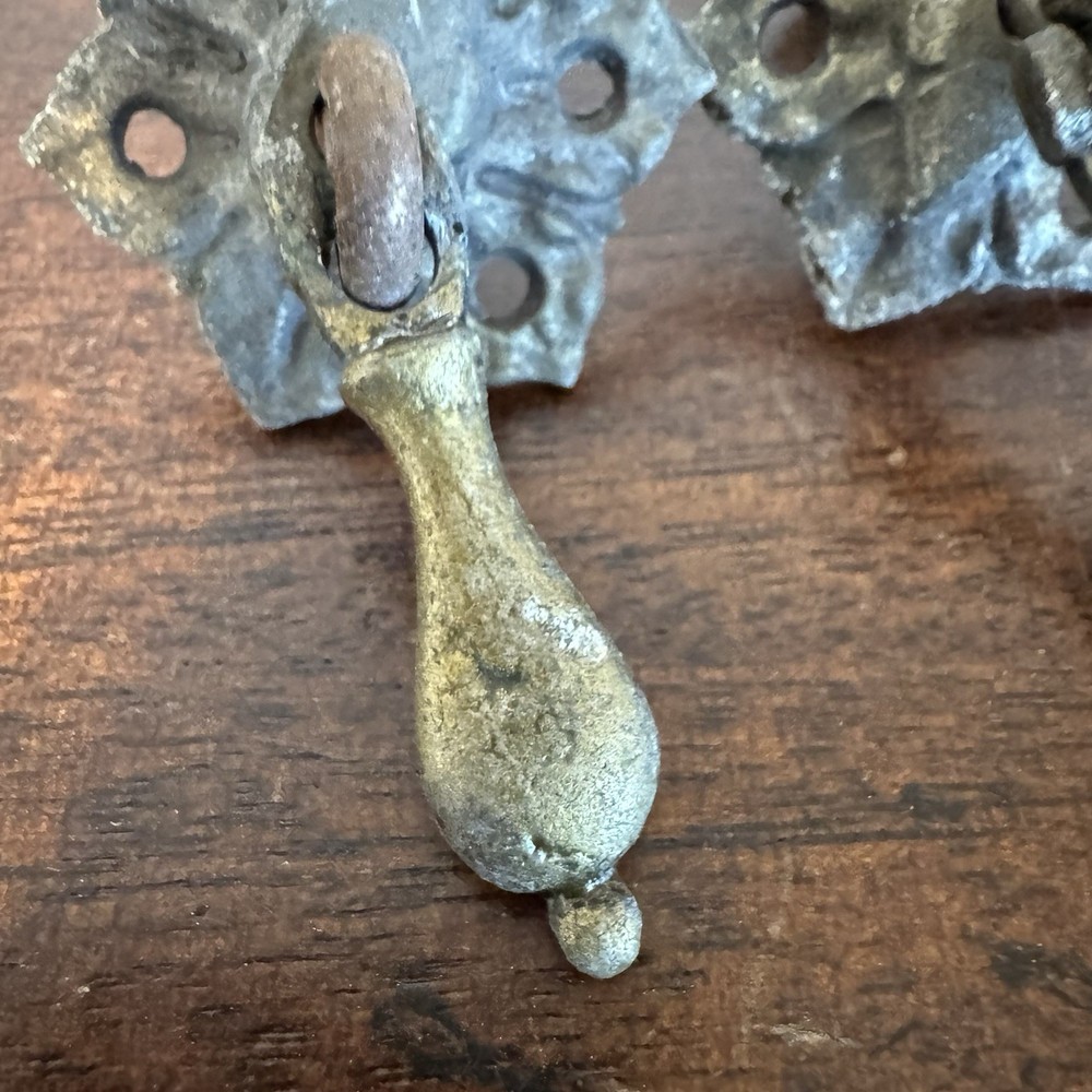 2 - Antique Brass Star - Teardrop, Drop Draw Pulls Handles Pair Set