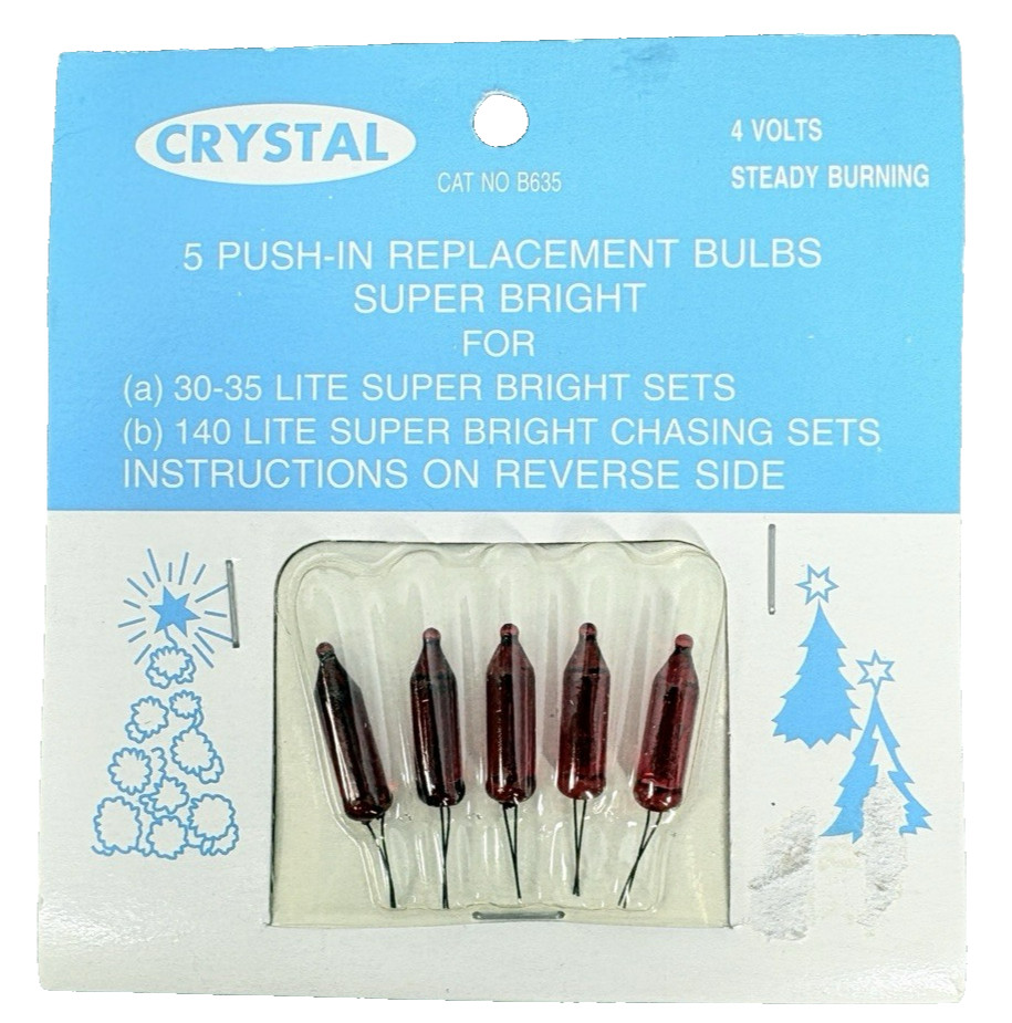 4 volt Christmas Light Bulbs 5 RED Mini SUPER BRIGHT for 30 - 35 Count String