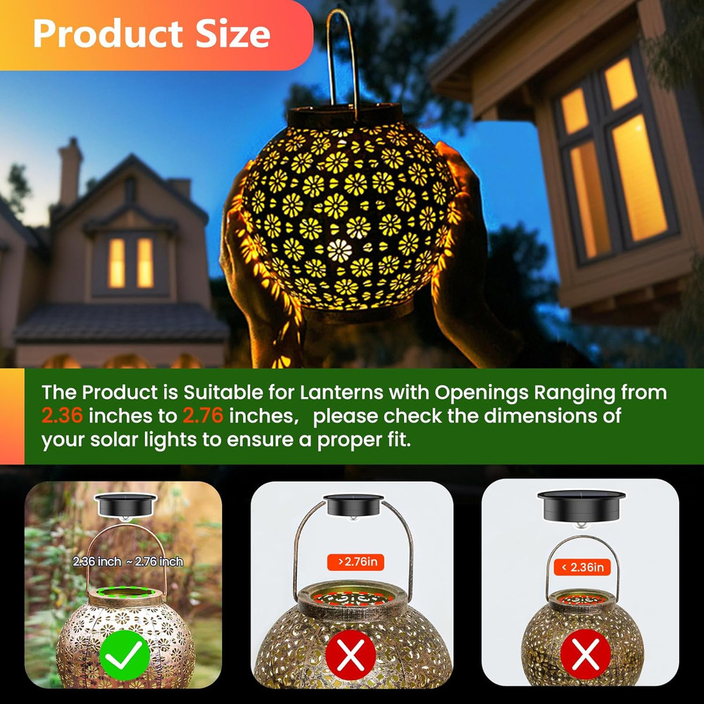 4 Pack Solar Light Replacement Top, 2.76 Inch Waterproof Solar Lantern Light Par