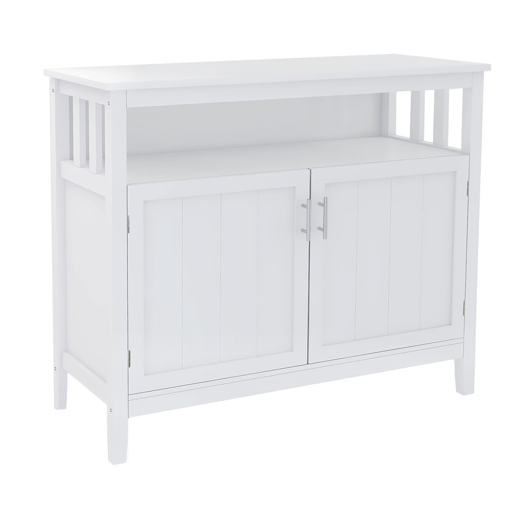 White Kitchen Storage Sideboard Buffet Server Cabinet, Adjustable Shelves