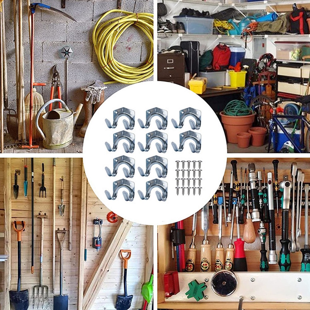 Wall Mount Hooks for Power Tools Garage Storage Heavy Duty Double Hook Set
