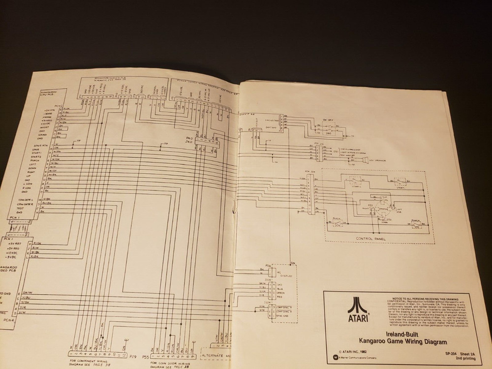 Original 1982 Atari Kangaroo Coin-op Video Arcade Game Ops Manual & Schematics