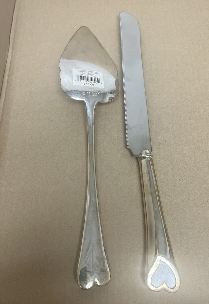 Lenox Silver Plated 2 Piece Wedding Promises Cake Dessert Server Knife