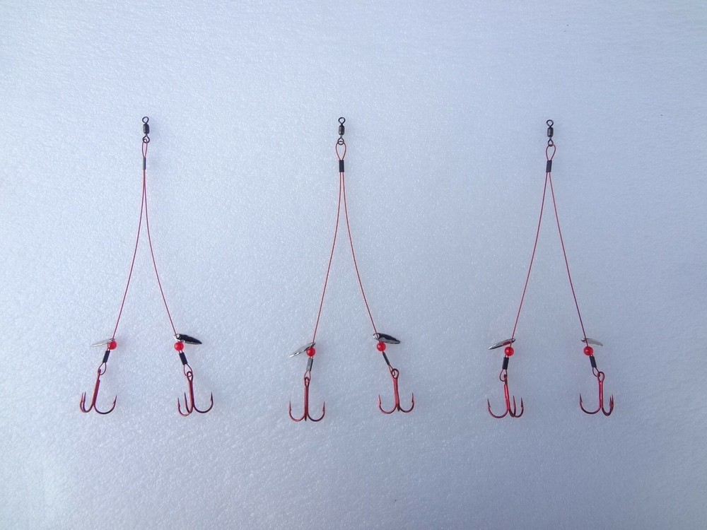 (3 PACK) WIRE - ICE FISHING QUICK STRIKE RIG - SUPERBLEED SPINNER - SELECT SIZE