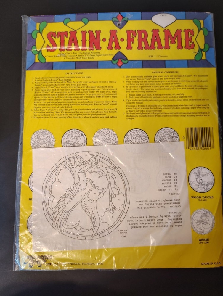 Vintage NOS Stain a Frame Eagle Hawk Plastic, 11" Diameter Suncatcher Accento