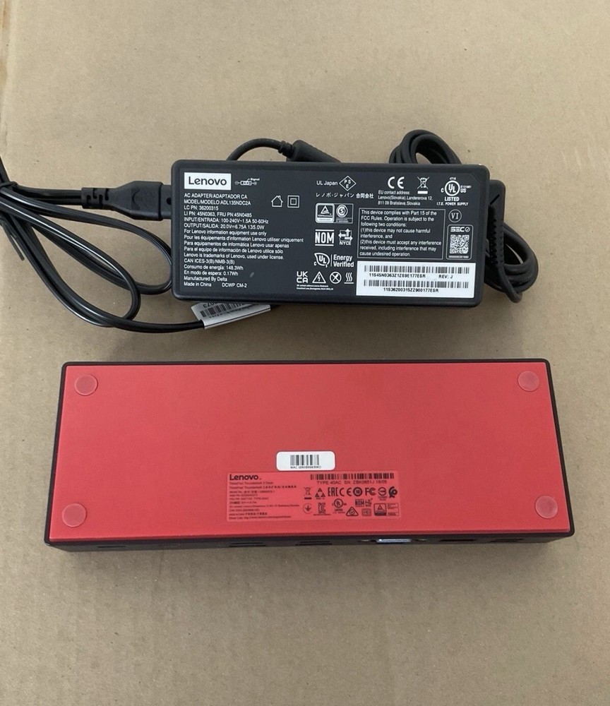 ThinkPad Thunderbolt 3 Dock 40AC W/ 135w Power Supply & Type “C” Cable