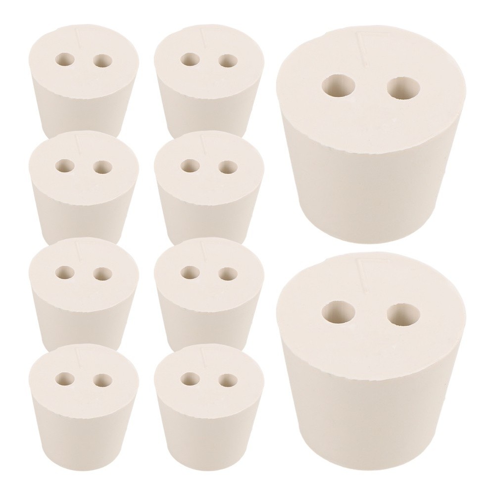 10 Pcs Rubber Experimental Stopper Bung with Hole Mini Bottle Stoppers
