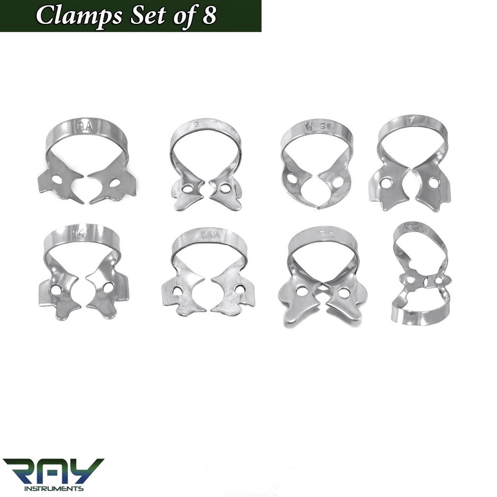 11 Pcs Rubber Dam Instruments Kit Punch Plier Lvory Clamps Forceps Frame Medium