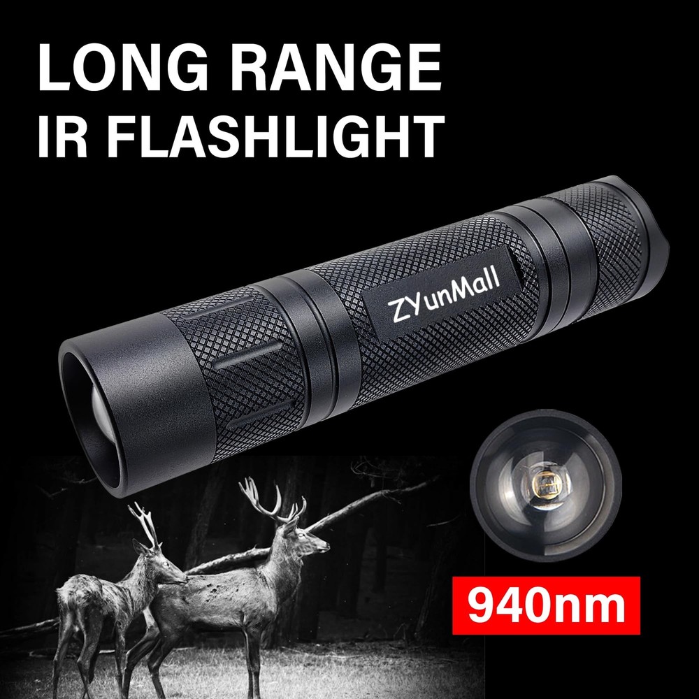 IR Illuminator Flashlight, Long Range 940nm Infrared Light Flashlight, Used w...