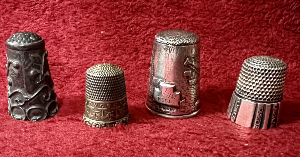 GROUP 4 STERLING ANTIQUE THIMBLES